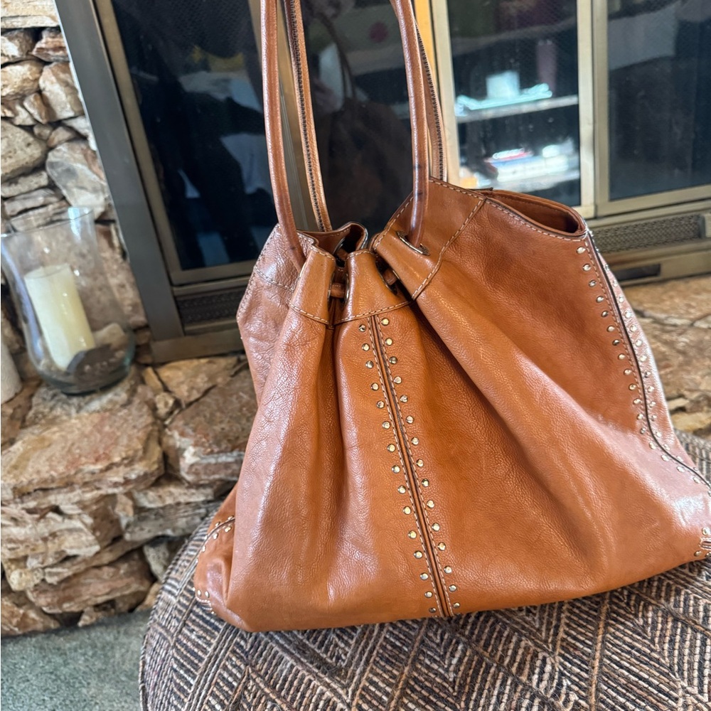 MICHAEL Michael Kors Tan Leather Studded Hobo Bag